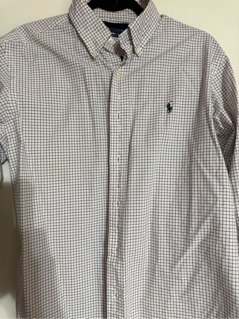 Ralph Lauren Men's Blue and White Gingham Button-Down Shirt